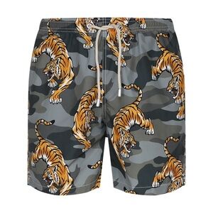 MC2 Saint Barth Boys Camouflage Swim Shorts With Tiger Print Size 16Y